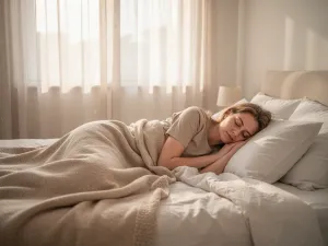 Lekarz w białym kitlu w nowoczesnym szpitalnym korytarzu, symbolizujący profesjonalną opiekę medyczną.